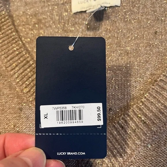 NWT Lucky Brand Gold V-Neck Sweater XL - Picture 6 of 13